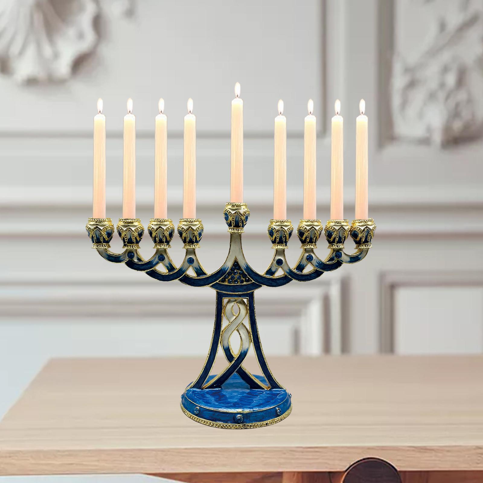 Candle Holder Decor - 에나멜 마감의 고풍스러운 9개의 촛대가 달린