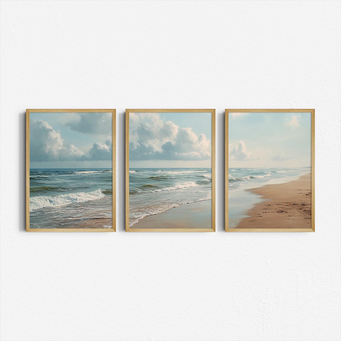 Abstract Canvas Set - 3개 세트 오션 비치 트리프티치 프린트