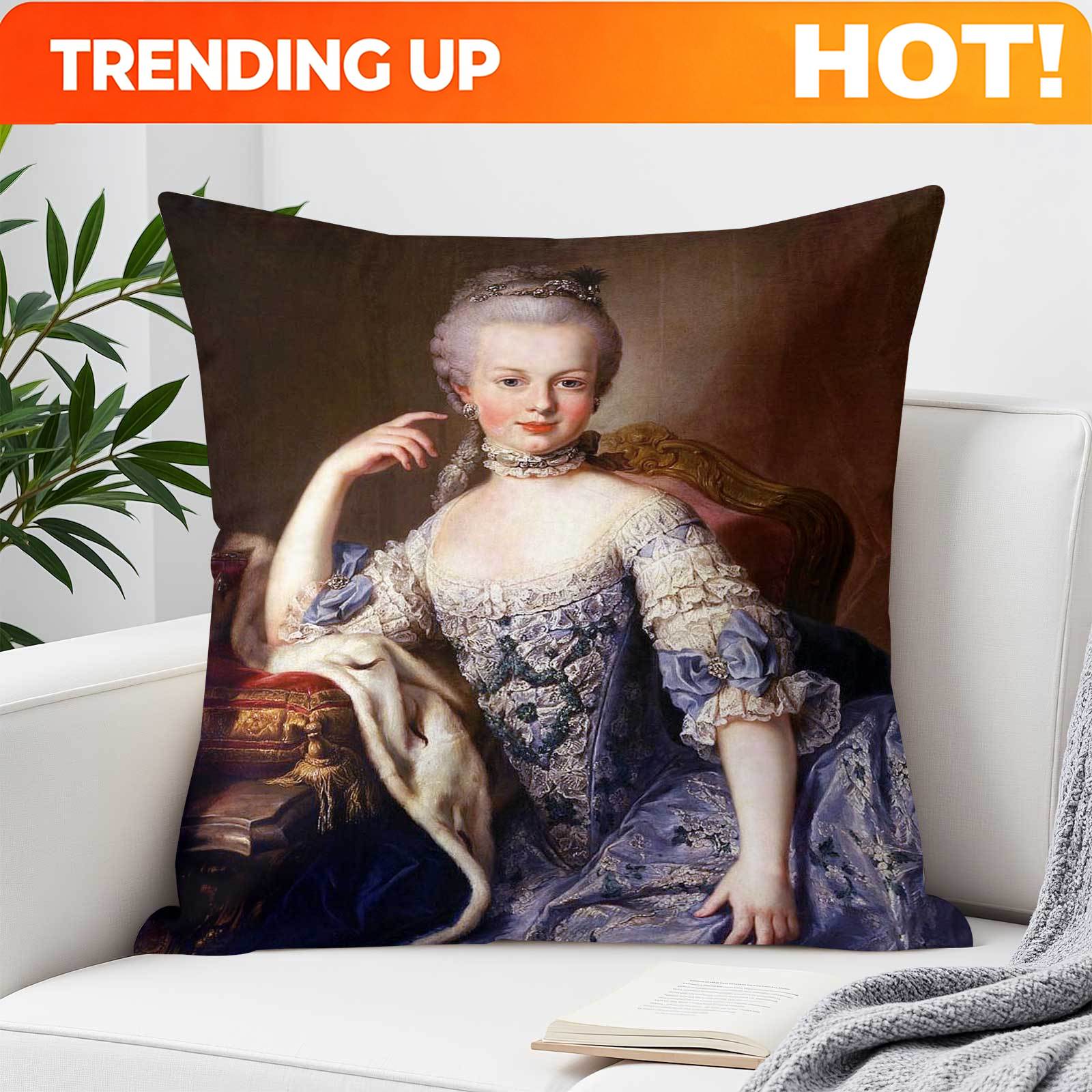 Throw Pillow - 마리 앙투아네트 패턴이 있는 장식용 정사각형