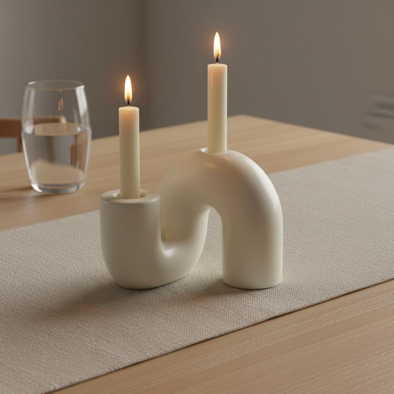 Candle Holder Decor - 웨이브 세라믹 캔들 홀더 미니멀리스트 디자인