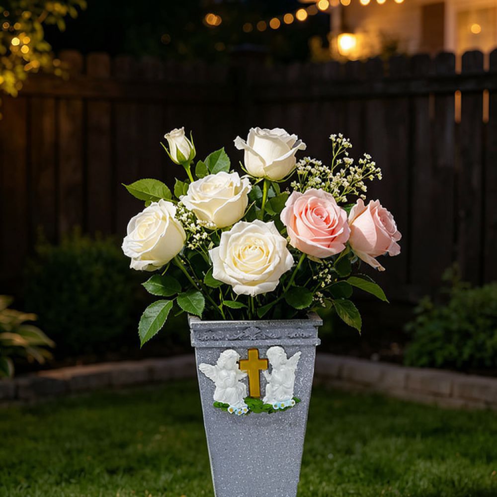 Vase Decor - 수지 재질의 태양 십자가 천사 장식,