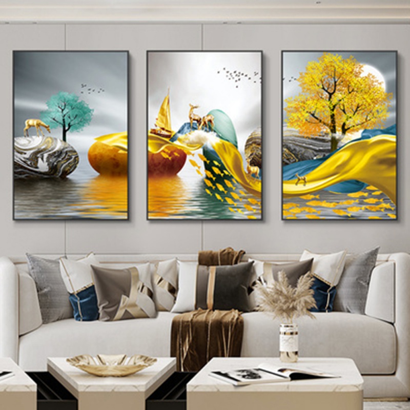 3개/세트 프레임리스 3개 북유럽 럭셔리 리본 추상 벽 - Interior Design Living Room 리뷰 및 가격