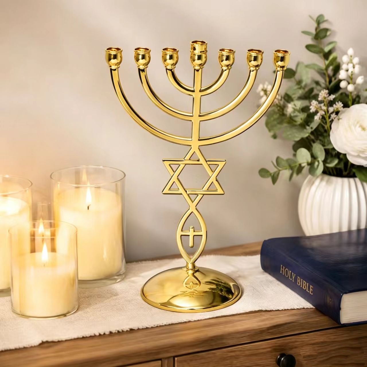 하누카 7구 촛대 세트 다윗의 별 유대교 촛대 가정 장 - Candle Holder Decor 리뷰 및 가격