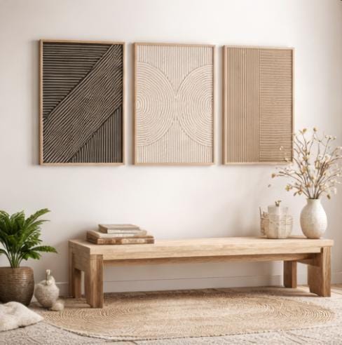 베이지 블랙 미니멀리스트 삼부작 벽 예술 3종 세트,  - Abstract Canvas Set 리뷰 및 가격