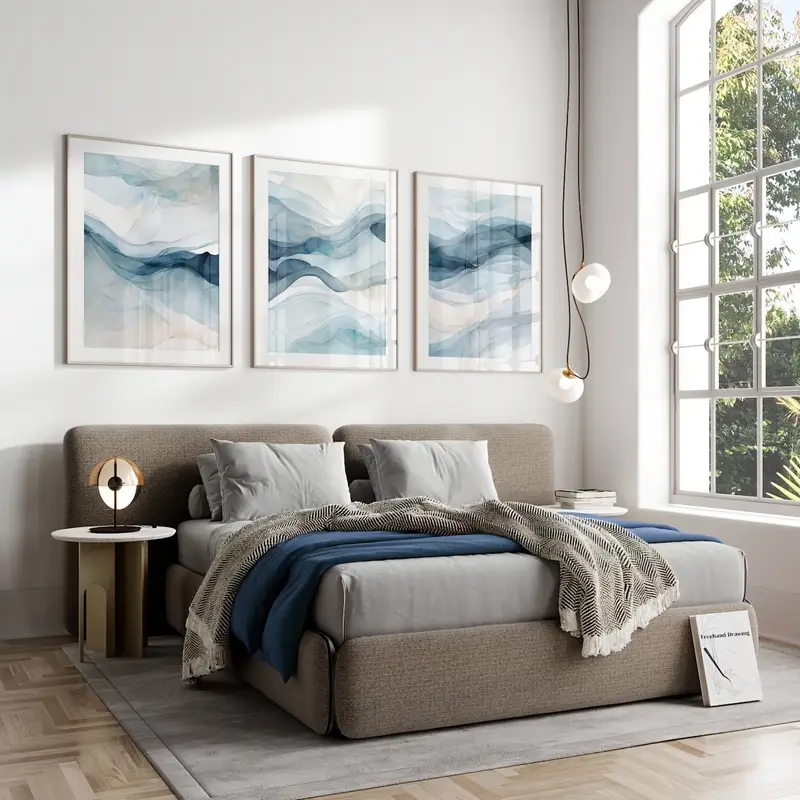 3 개/대 현대 추상 해군 블루 간단한 수채화 캔버스  - Abstract Canvas Set 리뷰 및 가격