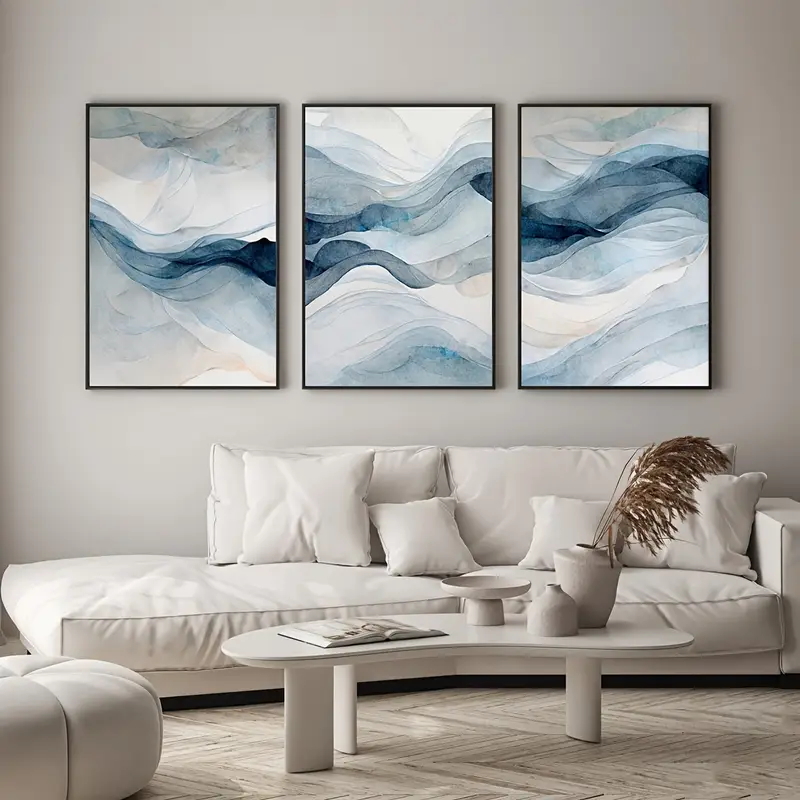 3 개/대 현대 추상 해군 블루 간단한 수채화 캔버스  - Abstract Canvas Set 리뷰 및 가격