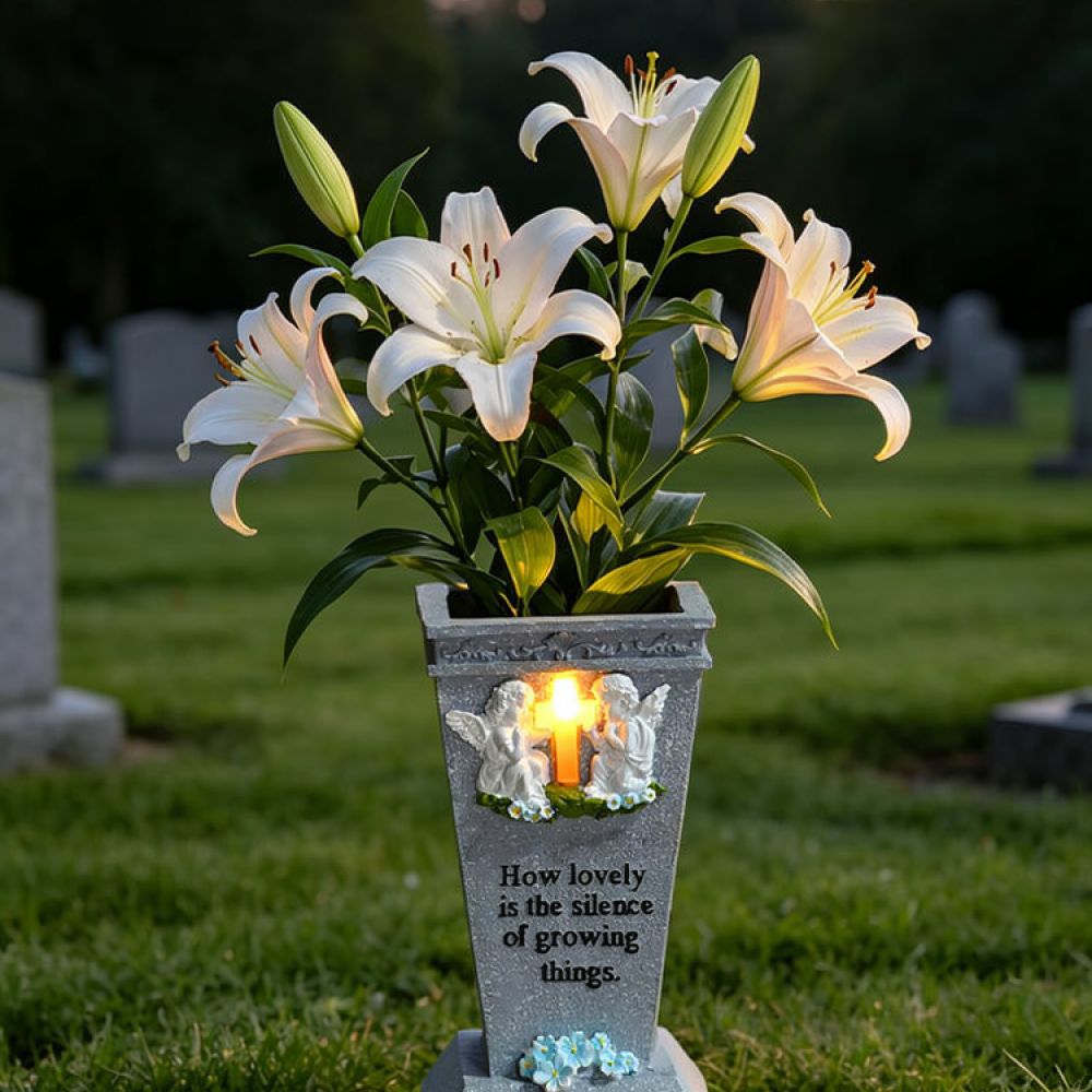 레진 소재의 태양 십자가 모양 묘지용 꽃병, LED 야 - Vase Decor 리뷰 및 가격