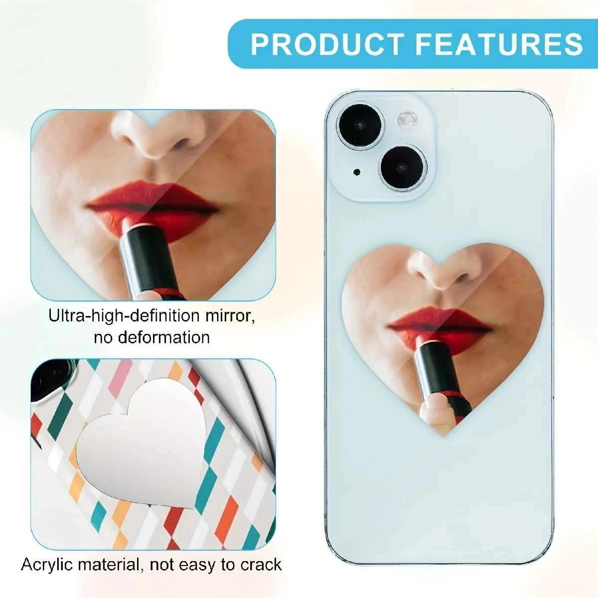휴대폰 거울 스티커 2개, 휴대폰 뒷면에 부착하는 화장 - Decorative Mirror 리뷰 및 가격