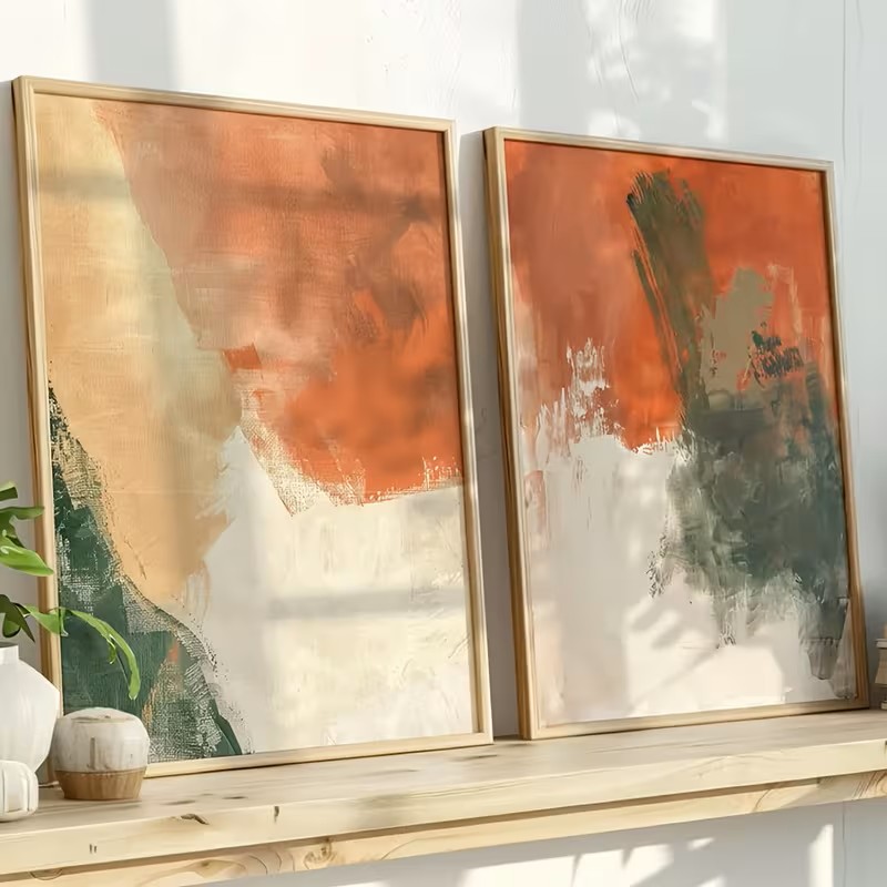 추상적인 캔버스 벽 장식 세트, 테라코타 보헤미안 스타 - Abstract Canvas Set 리뷰 및 가격