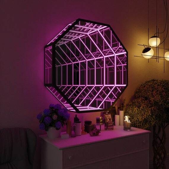 옥타곤 3D 인피니티 미러 라이트 터널 미러 인피니티  - Decorative Mirror 리뷰 및 가격